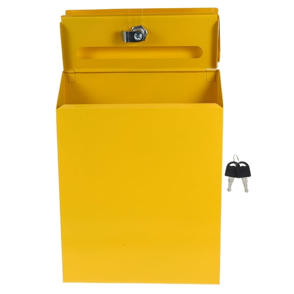 IMIKEYA Yellow Iron Mailbox with European Design, Home Suggestion Box, Outdoor Wall Mountable