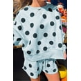 thumbnail image 5 of Women's Sky Blue Polka Dot Pullover & Shorts Set – Casual Spring Outfit for Beach Days, XL, 5 of 8