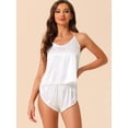 thumbnail image 3 of DARING DIVA Women's Satin Backless Lingerie Tops with Shorts Cami Pajamas Sets XL White, 3 of 6