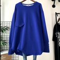 thumbnail image 4 of RWJDXD 2023 Spring Autumn Solid Color Fashion Round Neck T-Shirts Women High Street Long Sleeve Button Mid-length All-match Pullovers, 4 of 5