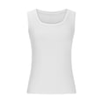 thumbnail image 3 of UPPADA Women's Summer Tank Tops Crew Neck Sleeveless Shirts Ribbed Knit Slim Fitted Basic Cami Tops Casual Blouses Tees,Tank Top for Women Athletic Loose White,S, 3 of 6