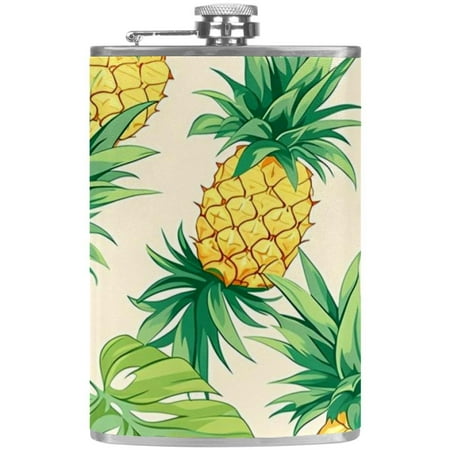 

josid Food Pattern 3.6x6in Stainless Steel Small Flask Leak-Proof Stainless Steel Construction Wrapped in Premium Two-Layer Leather Nano-Printed Design 227ml Capacity