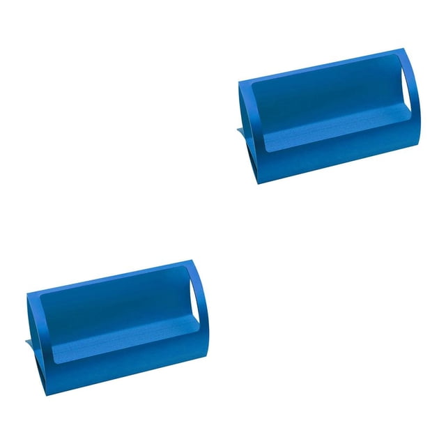 Billuyoard Elegante soporte para tarjetas de visita en forma de Q de escritorio de aleación de aluminio para ferias comerciales Plata 2piezas Azul