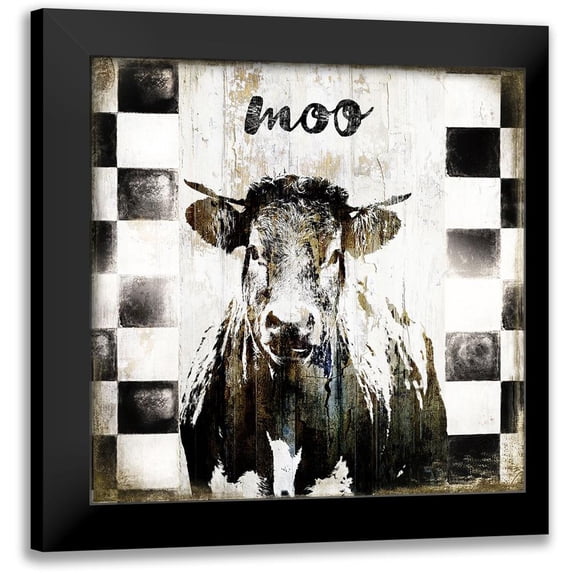 Sommers, Mindy 20x20 Black Modern Framed Museum Art Print Titled - Moo
