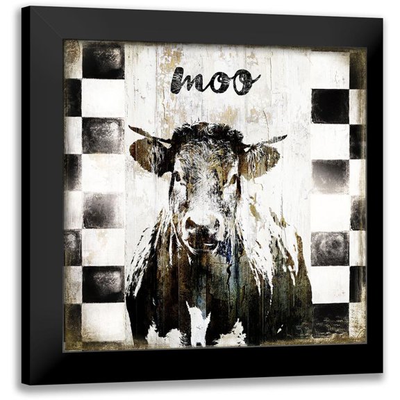 Sommers, Mindy 15x15 Black Modern Framed Museum Art Print Titled - Moo