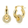 thumbnail image 2 of Lancharmed Gold Plated Cute Earrings for Womens,Knife Pin Hollow Tube Zircon Bezel Earring Sister Birthday Gifts, 2 of 7