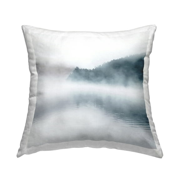 Stupell Industries Heavy Fog Lake Landscape Dense Mist Photographic Coastal Blue,18 x 7 x 18 Decorative Pillows
