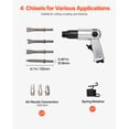 thumbnail image 4 of KFFKFF Marteau à Air, Marteau Pneumatique 3500bp avec Course de 2,76 Pouces & 4 Pcs Brochettes Tige Ronde, Outil Compact à Pistolet pour Couper, Percer, Racler, 4 of 9