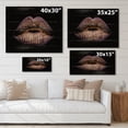 thumbnail image 4 of Designart 'Sexy Golden Metallized Woman Lips V' Modern Print on Natural Pine Wood, 4 of 5