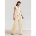 thumbnail image 3 of Firvespy Women's 2 Piece Blazer Outfits Summer Sleeveless V Neck Vest and Wide Leg Pants Set High Waist Tailored Business Casual Suit, 3 of 5