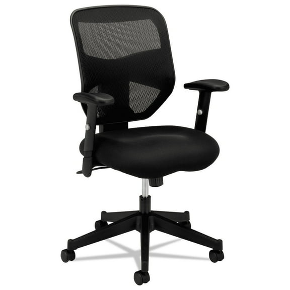 basyx VL531 Series High-Back Work Chair, Mesh Back, Padded Mesh Seat, Black