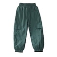 thumbnail image 5 of Frnrwgo Boys Girls Cargo Pants Loose Fit Lightweight Elastic Waist Casual Daily Joggers 3-13 Years, Mint Green, 5 of 10