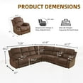 thumbnail image 2 of Manual Recliner Sectional Sofa Set, Fabric L-Shaped Living Room Furniture Sets, Reclining Sectional Corner Couch and 2 Reclining Chairs Set for Home Office (Brown, Sectional + 2 Chairs), 2 of 5