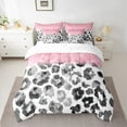 thumbnail image 2 of Feelyou Leopard Cheetah Print Bedding Comforter Set 7pcs, Grey Pink Glitter Queen Bedding Sets, Fashion Watercolor Queen Sheet Sets, Super Cozy Room Decor, 2 of 7