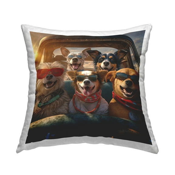 Stupell Industries Dogs in Pickup Truck Decorative Printed Throw Pillow Design by Jim Baldwin