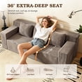 thumbnail image 2 of HSUNNS 71" 3 Setaser Sofa, Comfy Extra Deep Seat 3 Seater Couch for Living Room with Soft Upholstered and Side Pockets, Free 3 Pillows, No Assembly Required, Grey, 2 of 7