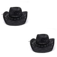 thumbnail image 1 of Sonducket Sombrero de paja de vaquero de verano para mujer, gorra de protección solar de ala ancha para la playa, gorra tejida a mano para Type2 NO2, 1 of 6