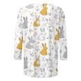 thumbnail image 4 of LangJing Easter Shirts for Women 3/4 Length Sleeve Tops Cute Bunny Eggs Printed Crew Neck Tunics Dressy Casual Summer Blouses 2026 White XXL, 4 of 5