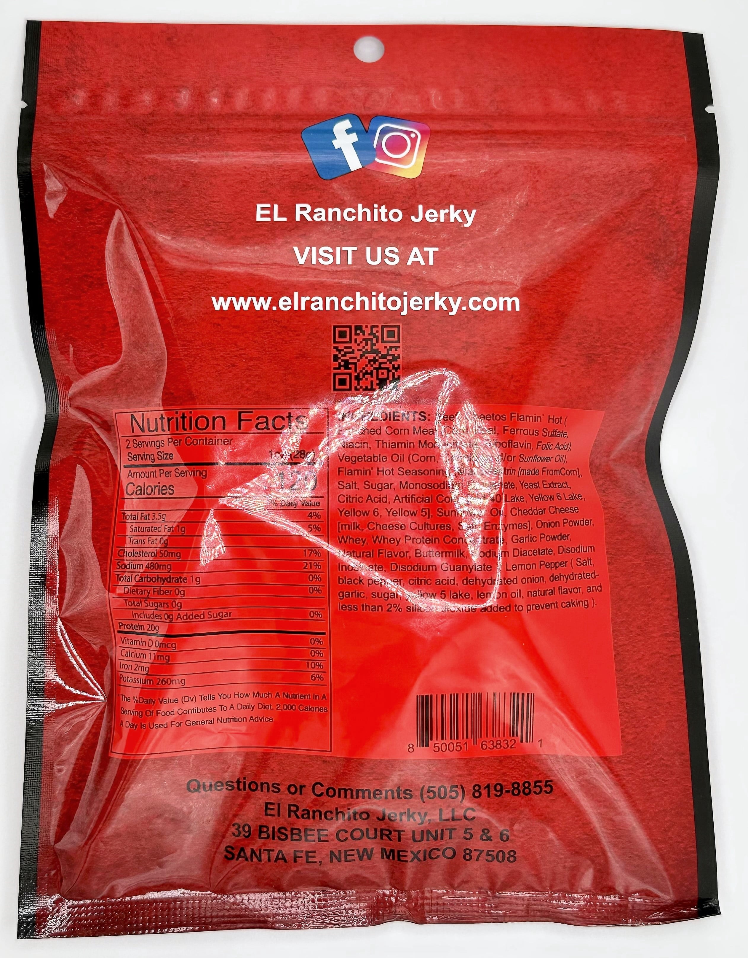 FLAMIN` HOT - El Ranchito Crunchy Beef Jerky NET WT. 2 OZ, HOT CHEETOS