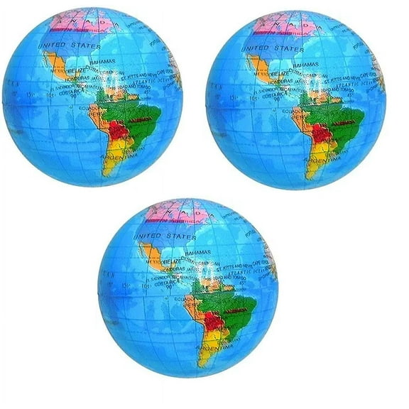 Globe Squeeze Ball Stress Relief & Fun Play 3 Pack