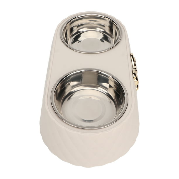 Set Doble de Cuencos de Comida y Agua para Gato de Acero inoxidable Con Soporte antideslizante, Almohadillas de Silicona Sin Derrames, Para Perros y Gatos Pequeños Medios,