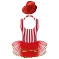 thumbnail image 3 of TiaoBug Sequins Jumpsuit for Girls Jazz Dance Performance Outfit Sleeveless Striped Tutu Dress with Sequin Hat Red 10, 3 of 6
