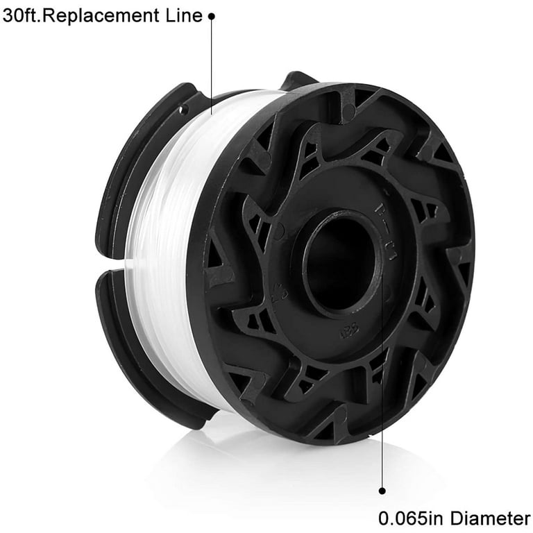  String Trimmer Replacement Spool for Black + Decker String  Trimmer Edger, AF-100 30ft 0.065 Auto-feed Weed Eater Refills Replacement  Spools, Durable& Easy Insatlling (6 Line Spools, 1 Cap, 1 Spring) 