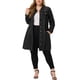 thumbnail image 1 of Chaqueta de mezclilla de mujer plus size Agnes Orinda, de manga larga y longitud maxi, talla 1X, color negro, 1 of 6