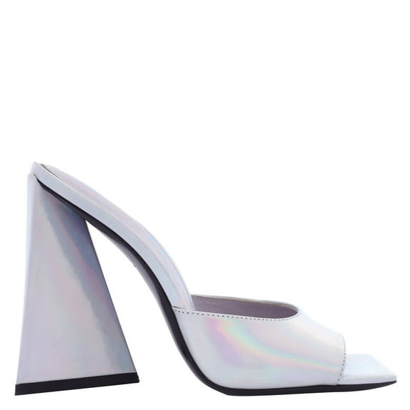 The Attico Ladies Holographic Silver Devon Mules, Brand Size 39 (US Size 9)