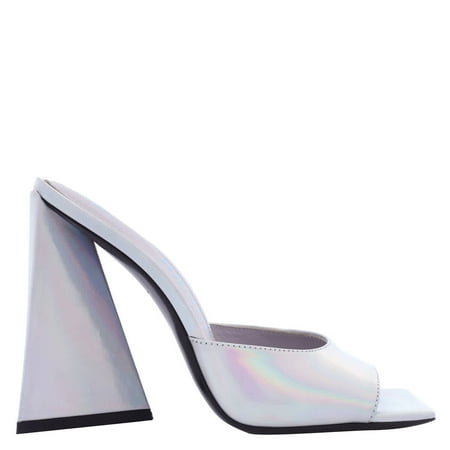 

The Attico Ladies Holographic Silver Devon Mules Brand Size 37 (US Size 7)