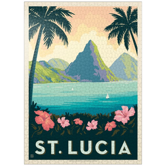 MyPuzzle - Saint Lucia, Vintage Poster - Premium 1000 Piece Jigsaw Puzzle for Adults