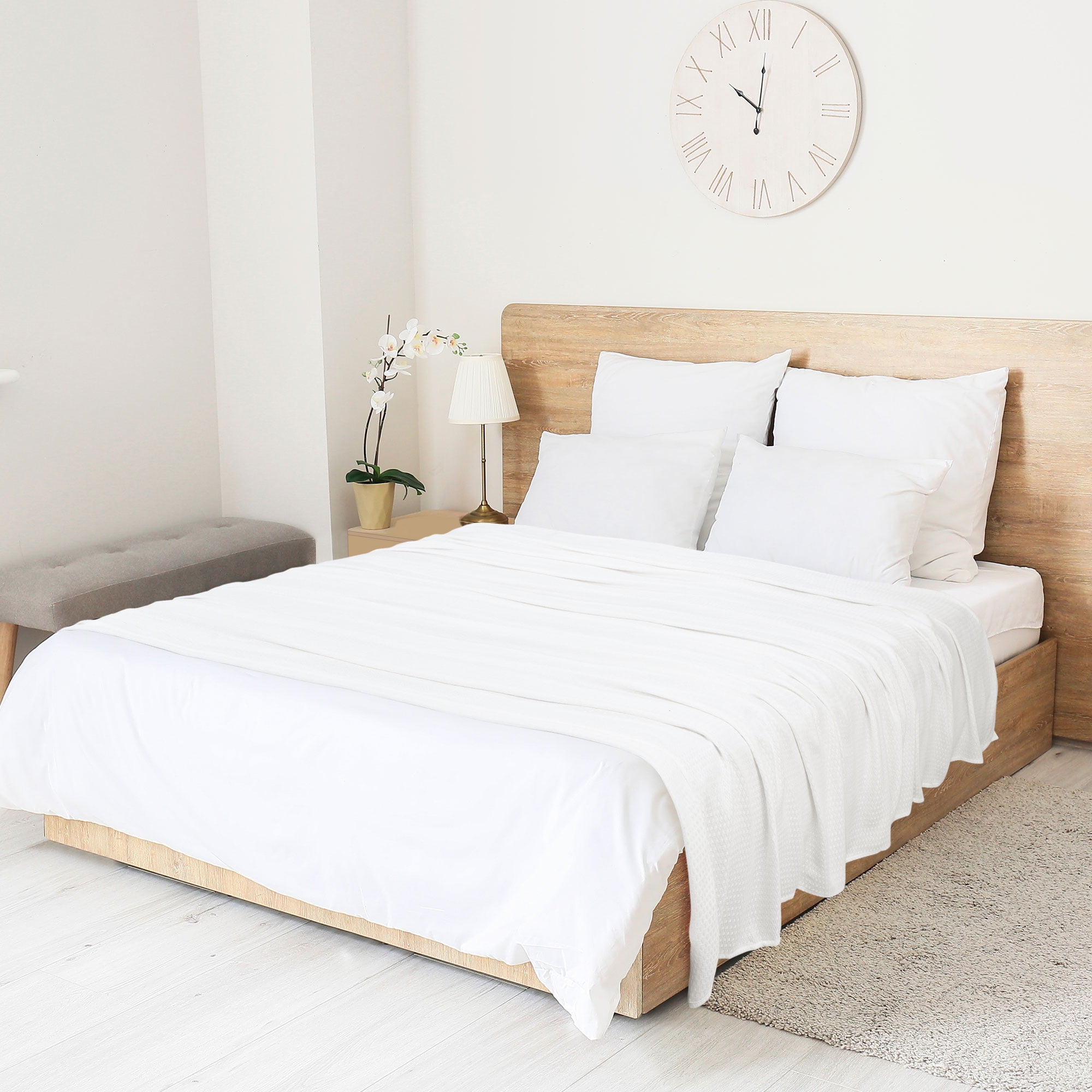 Unique Bargains Cooling Viscose from Bamboo Breathable Blanket White Twin
