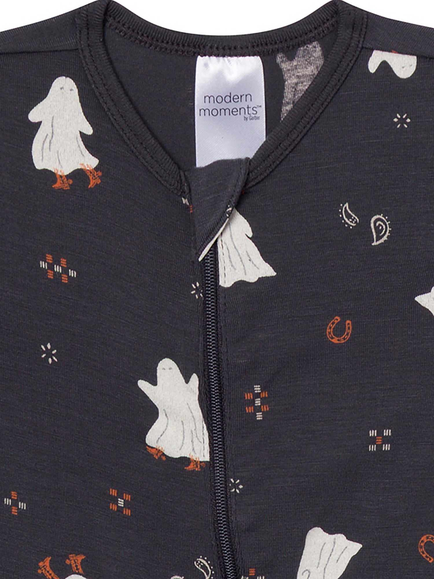 Modern Moments by Gerber Neutral Two-Way Zip Halloween Viscose Sleep ´N Play Footed Pajama , Sizes Newborn - 6/9 Months