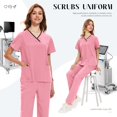 thumbnail image 2 of VIAOLI Scrubs Sets for Women - Stretch V-Neck Top & Drawstring Pants Medical Uniform, 10 Colors, 2 of 6