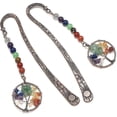 thumbnail image 4 of Marcapáginas de metal vintage único Marcadores religiosos de bronce Estrella Sol Luna con 7 cristales de chakra Piedra curativa Colgante de árbol de la vida con cuentas Día de la madre Mo, 4 of 5