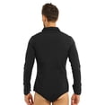 thumbnail image 2 of Vxuxlje Men's Latin Modern Dance Leotard Bodysuit Long Sleeves Solid Color Zipper Bowtie Shirt Tops Black L, 2 of 7
