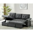 thumbnail image 7 of 84 Inch 2 Piece Pull Out Sleeper Sofa, Storage Chaise, Split Back, Dark Gray Fabric - Saltoro Sherpi, 7 of 7