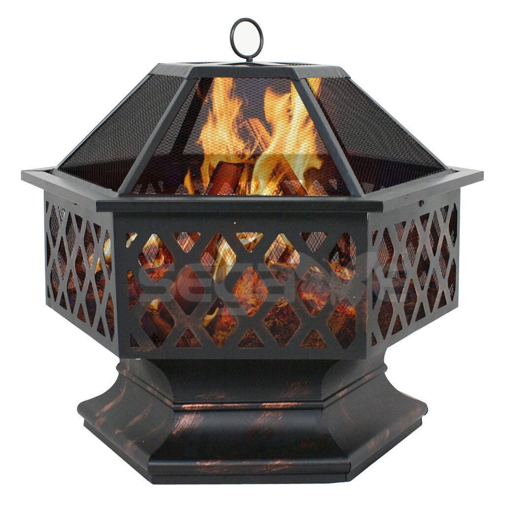 Wood Burning Fire Pit Outdoor Heater Backyard Patio Deck Stove Fireplace Black 