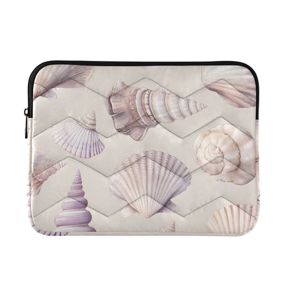FORMRS 13"-13.3" Laptop Sleeve Protective Case Soft Carrying Quilted Computer Bag Cover, Purple Watercolor Seashells