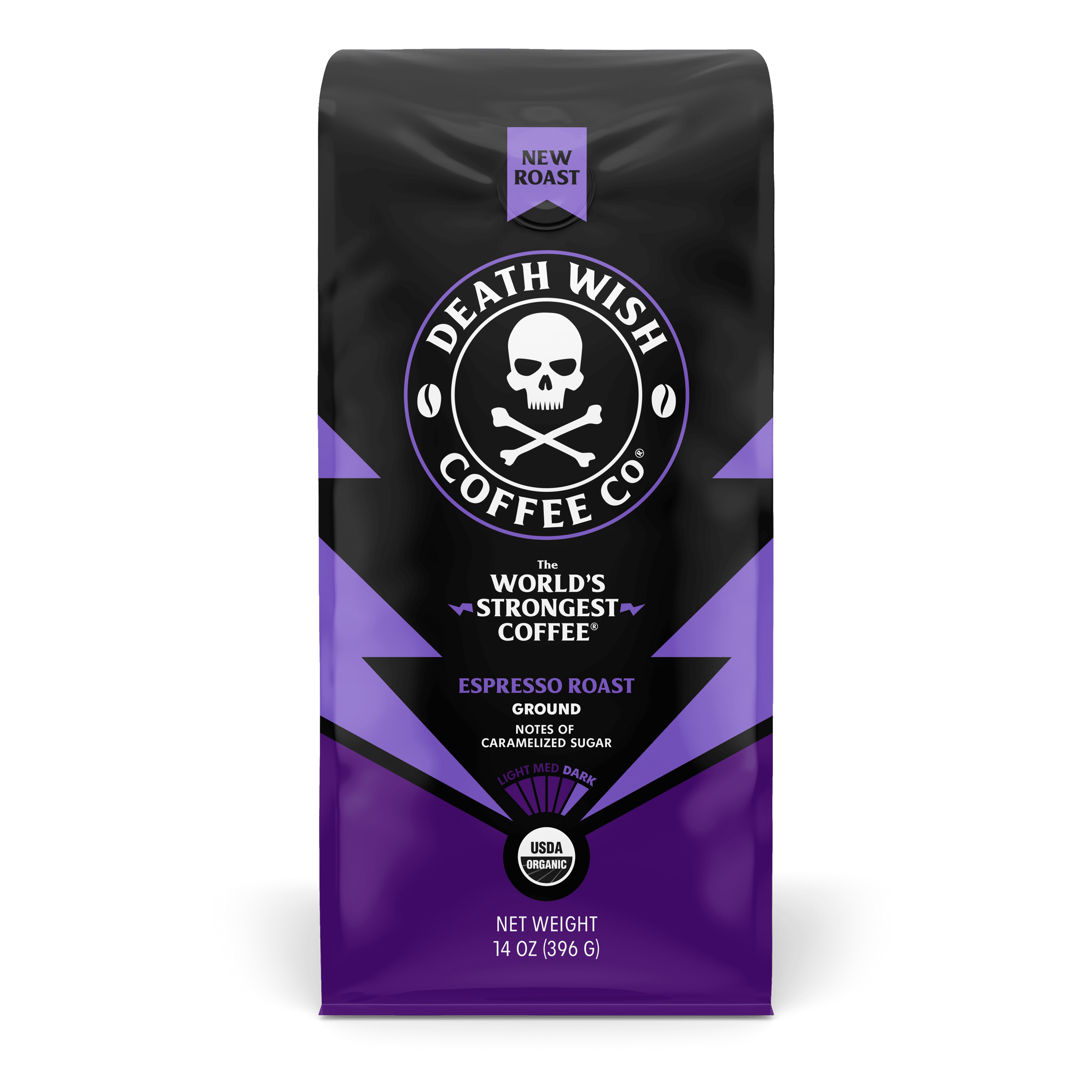 Death Wish Coffee, Espresso Roast, Ground, Fair Trade, Bag, 14oz