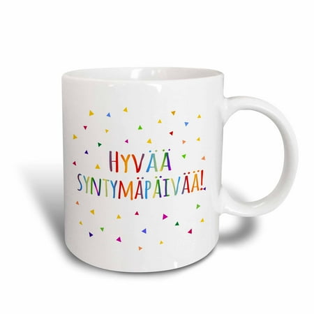- 3dRose Hyv?? syntym?p?iv?? - Happy birthday in Finnish. colorful Finland text, Ceramic Mug, 15-ounce