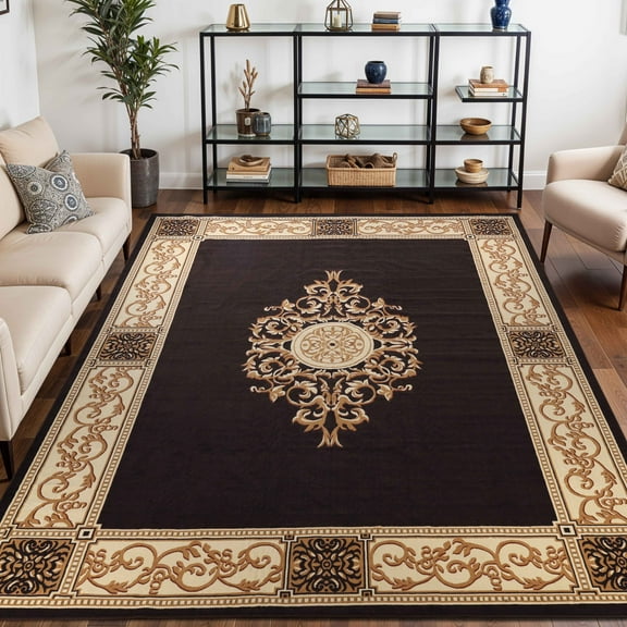 BNM Oversized Medallion Indoor Area Rug, 12' x 18', Coffee