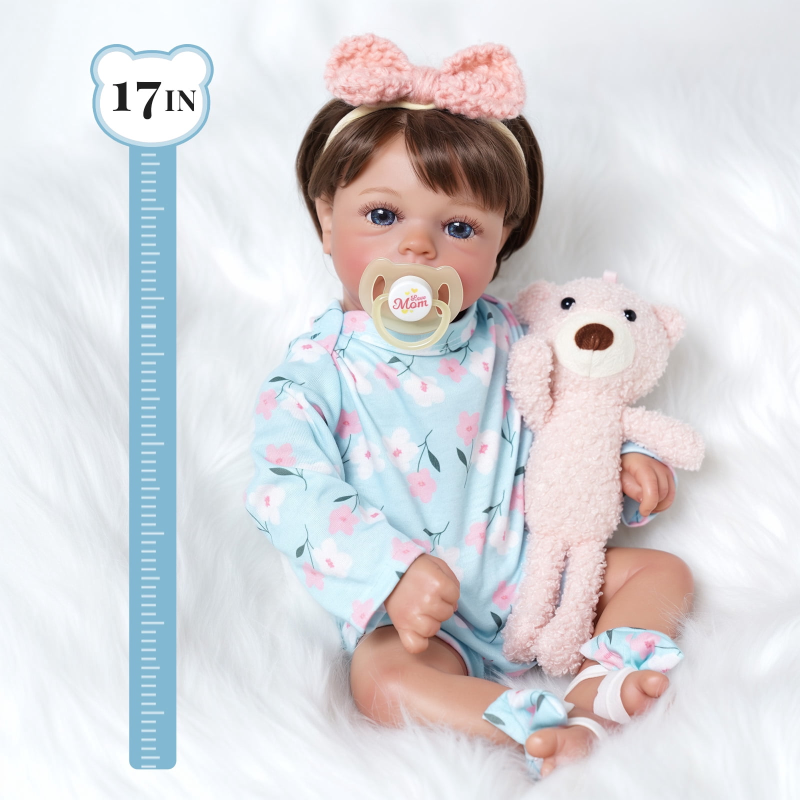 RSG 17-inch Lifelike Reborn Baby Doll girl，Realistic-Newborn Baby Dolls with  Soft Cloth Body，Playful Real Life Baby Dolls with Gift Box for Kids Age 3 +