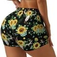 thumbnail image 2 of Sigee Sunflower Skull Boho Print Women's High Waist Workout Shorts - Squat Proof, Tummy Control, Yoga and Gym Activewear-, 2 of 9