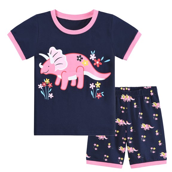 Little Hand Toddler Girl Pajamas Set Dinosaur Summer Kids Pjs Cotton Sleepwear 6T