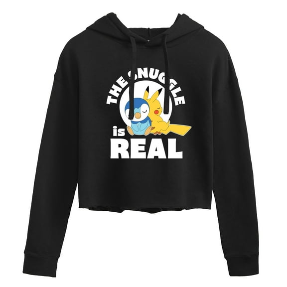 Pokémon - The Snuggle Is Real Pikachu And Piplup - Juniors Cropped Pullover Hoodie