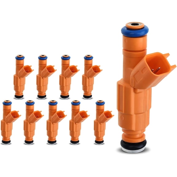 A-Premium Fuel Injectors Compatible with Ford E-350 Econoline Club Wagon E-350 Econoline F-250 F-350 F-450 F-550 Super Duty 1999 6.8L Gas Set of 10 Replace# F81Z9F593AA