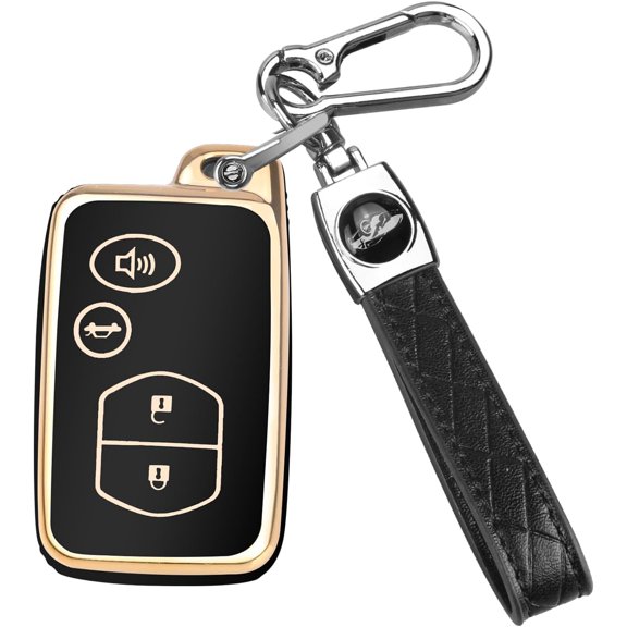 Key Fob Cover Compatible with Toyota Camry Avalon Corolla Highlander Prius RAV4 Venza Keychain Case Holder Protector,Gold-black