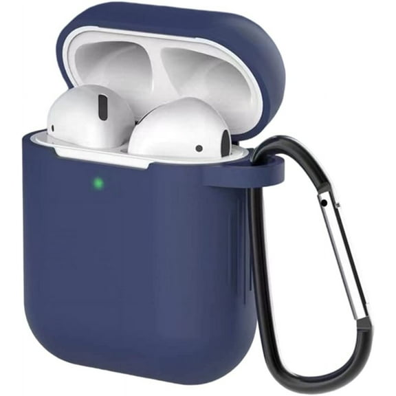 Airpod 2nd Generation Case, Airpods Case Silicone Soft Airpods 2 Case Protective Cover with Keychain for Women Men Compatible with Apple Airpods 1st Generation Charging Case, Led Visible (Deep Blue)