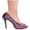 Purple, variant on E-415-Flamingo, 4" Heel Open Toe Womens Glitter Pumps. Purple / 6